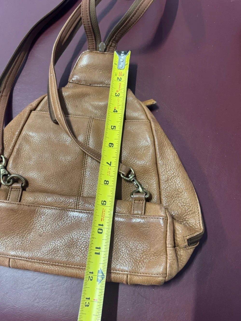 Vintage Nine West Beige Tan Leather Crossbody Shoulder Bag Backpack Combo